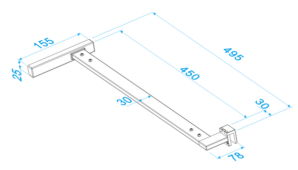 SCHNEEBERG Stabilisator Haltestange für 6-8 mm Duschen eckig 495 mm