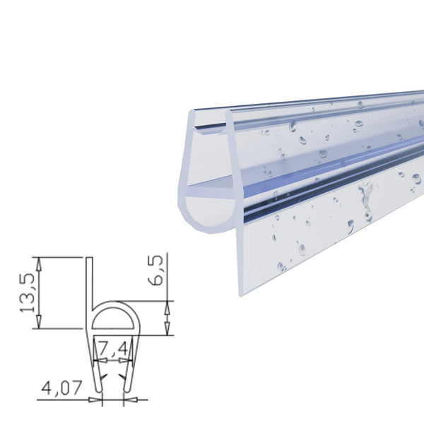 GUGLIEMO Duschdichtung Ersatzdichtung Streifdichtung mit Ballon inkl. Spritzschutzkante für Duschtür Gerade Glasstärke 5/ 6/ 7/ 8/ 10 mm - WITEN&NOCK