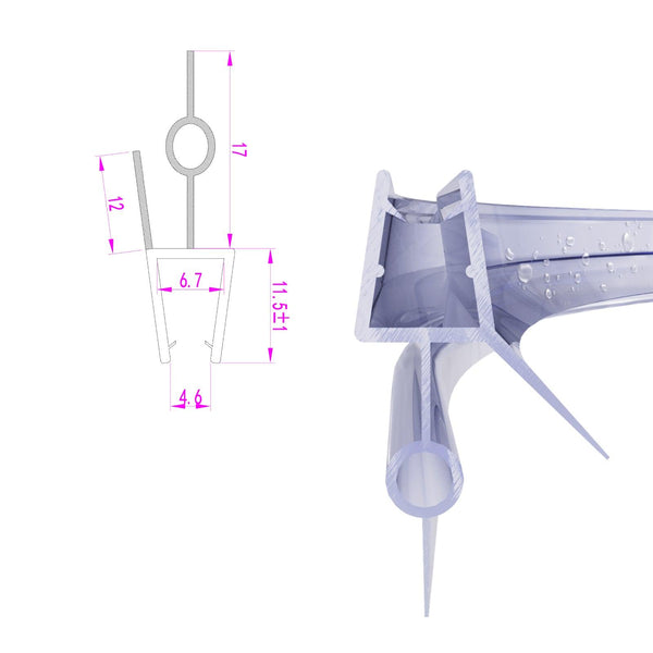 GUGLIEMO Duschdichtungen für Rundduschen Dichtungsprofile Ersatzdichtungen gebogen für Glasstärke 5 mm 6 mm - WITEN&NOCK